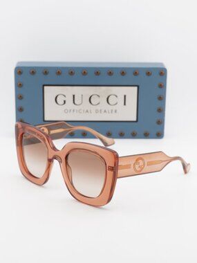 New GUCCI Sunglasses 54mm Square Brown Acetate Gold GG Logo Tortoise Shell GUCCI Burgundy & Tortoiseshell Square Sunglasses Sunglasses  main image 3
